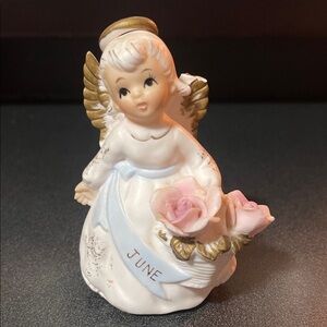 Lefton June Angel Figurine with Pink Roses made in japan #3332
